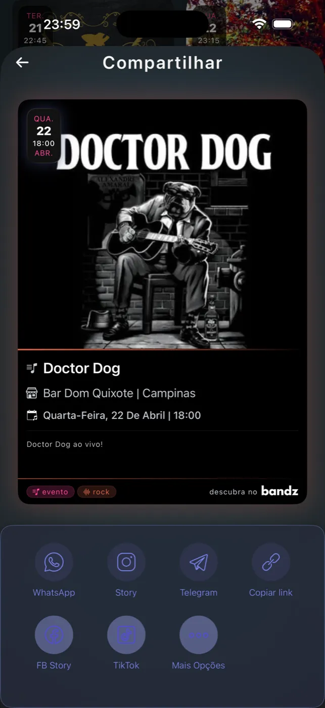 bandz app · share event card