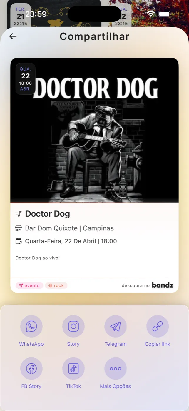 bandz app · share event card